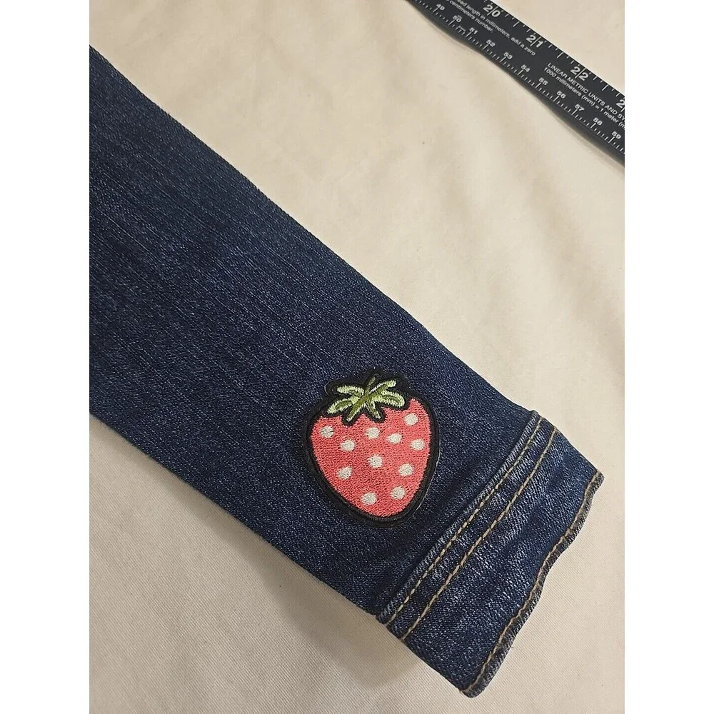 The Children's Place Toddler Girls Denim Jacket‎ Size 3T Patches Fruit Flowers